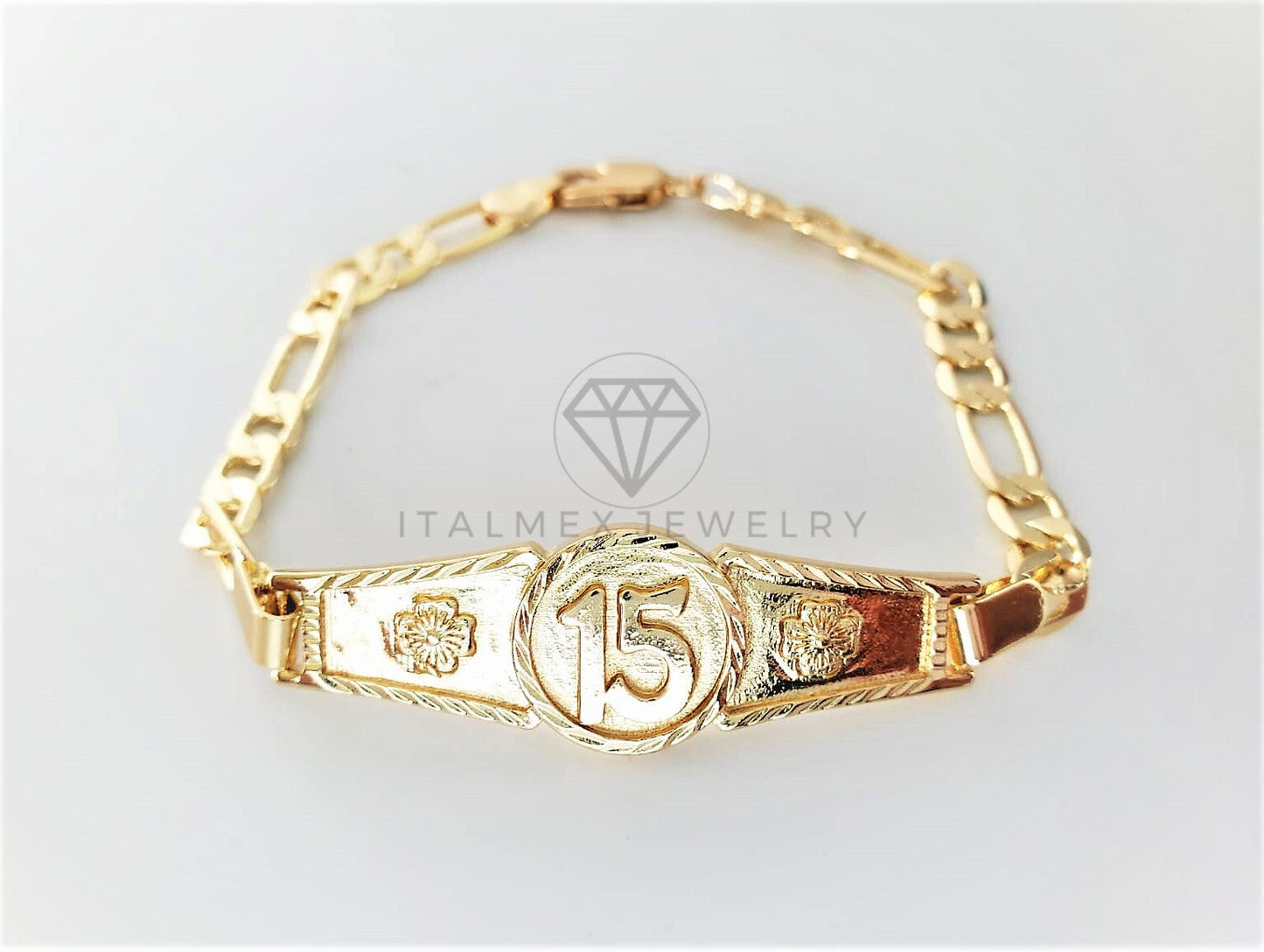 Esclava de Lujo - 103188 - Diseño Placa 15 Años Oro Laminado 18K