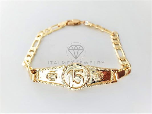 Esclava de Lujo - 103188 - Diseño Placa 15 Años Oro Laminado 18K