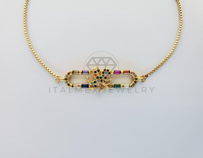 Pulsera Ajustable - 101296 - Diseño de Cupido con CZ Color Oro Laminado 18K