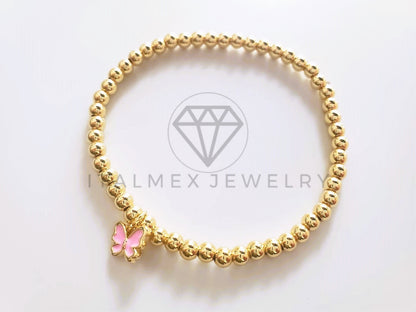 Pulsera de Lujo - 103749 - Diseño Ajustable Mariposa Rosa Oro Laminado 18K