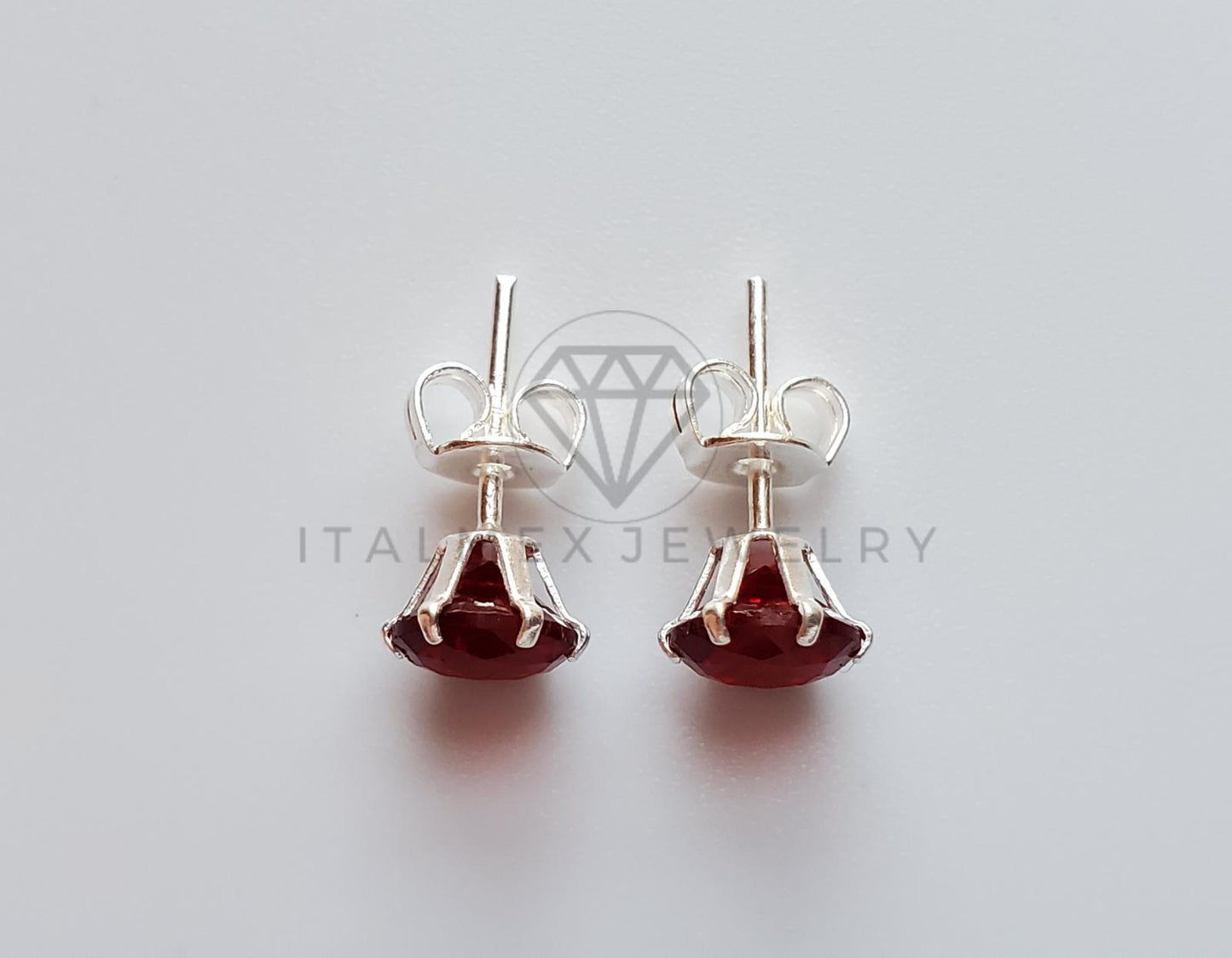 Broquel de Lujo - 101736 - CZ Redonda 6mm CZ Roja Plata .925