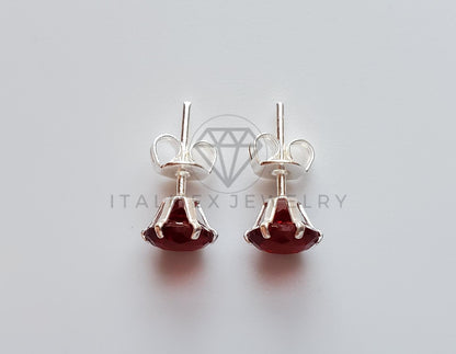 Broquel de Lujo - 101736 - CZ Redonda 6mm CZ Roja Plata .925