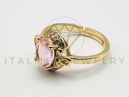 Anillo de Dama - 105556 - Diseño Filigrana Circonia Rosa Oro Laminado 18K