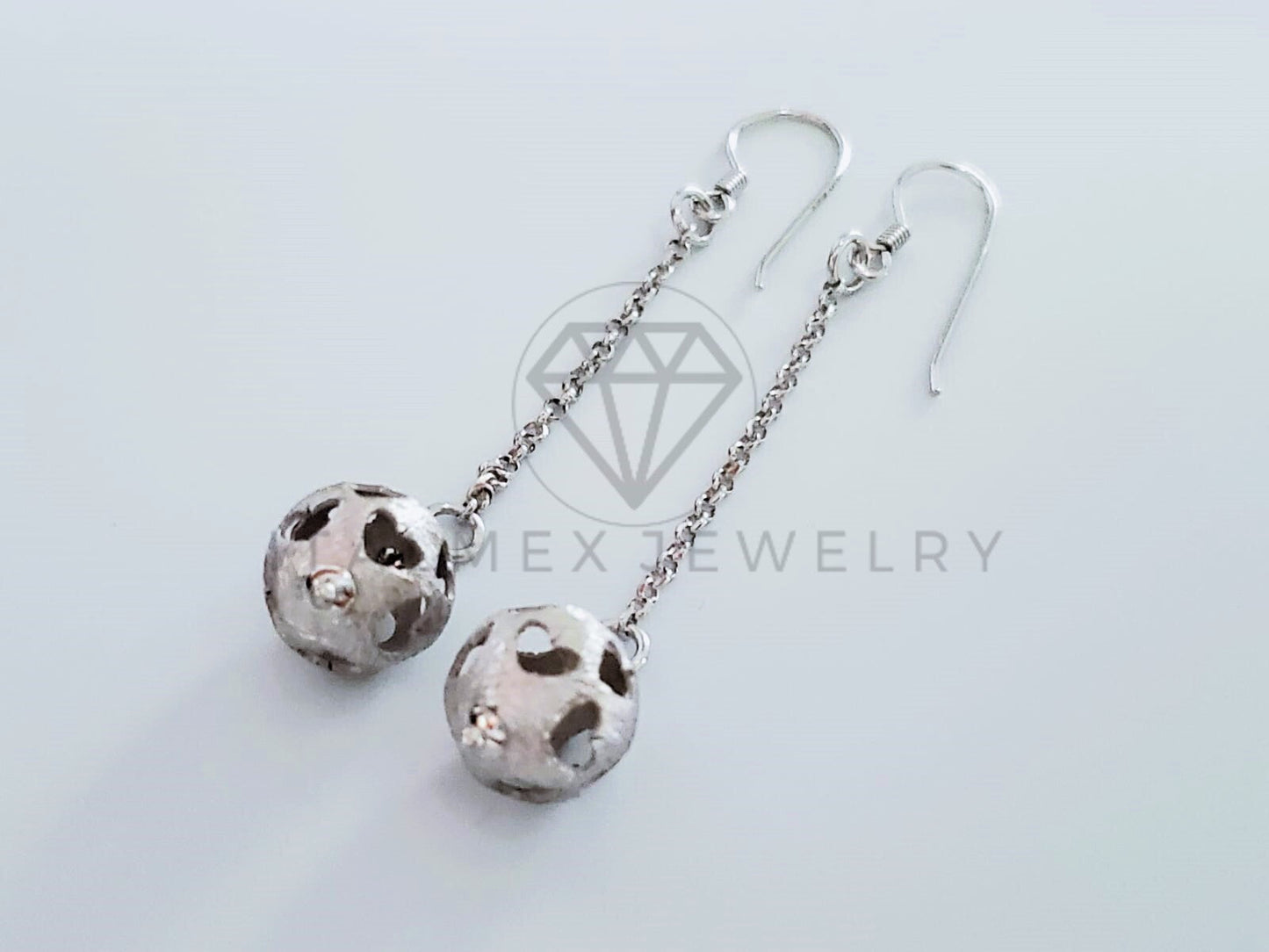 Arete de Lujo - 105224 - Arete Bola Arenada Corazones Plata .925