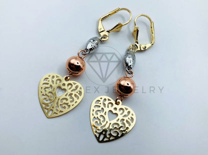 Arete de Lujo - 105780 - Arete Corazones Laser Oro Laminado 18K