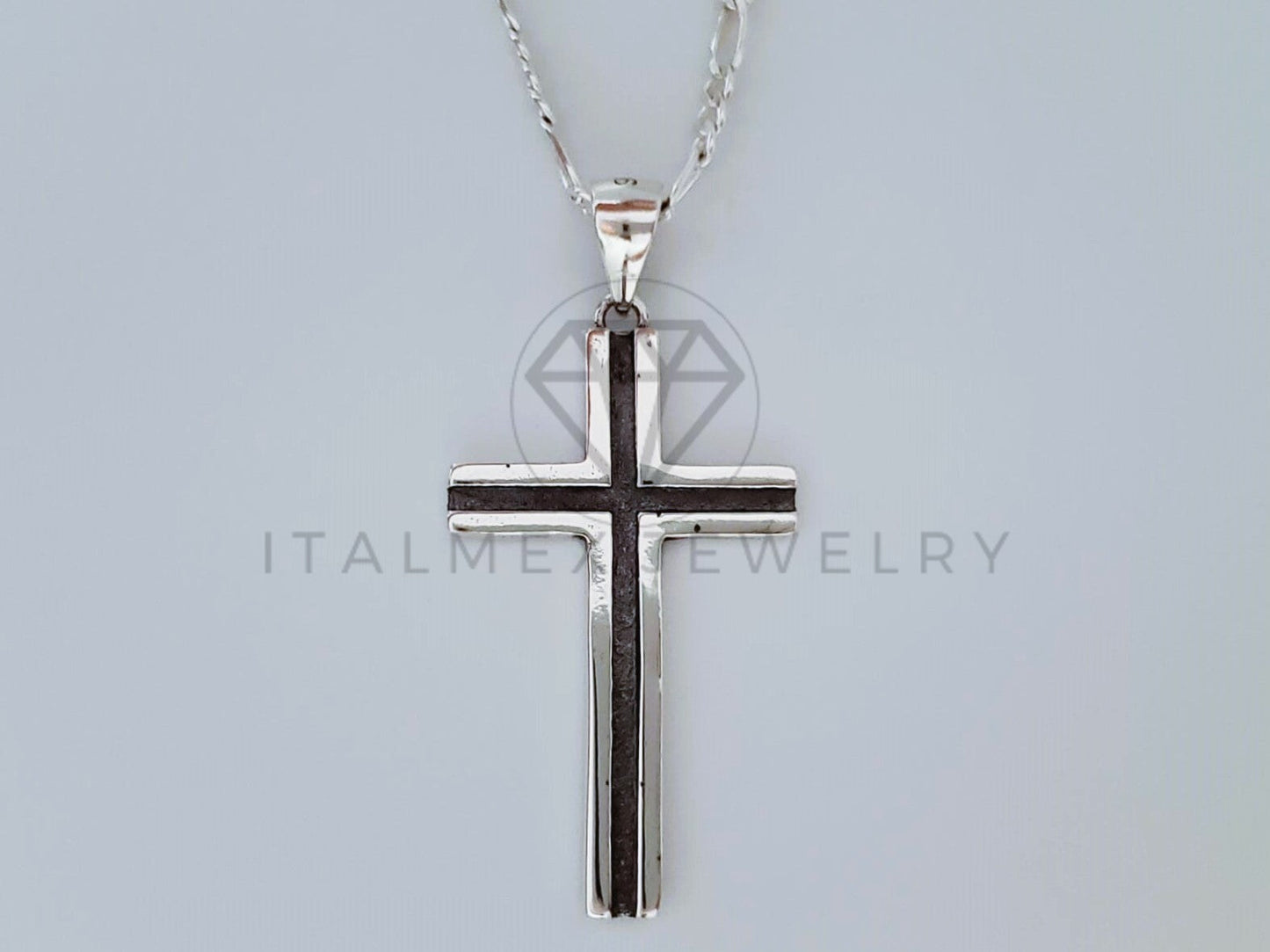 Dije Religioso - 104997 - Dije Cruz Canal Negro Plata .925