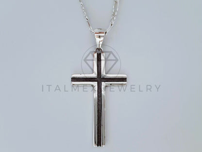 Dije Religioso - 104997 - Dije Cruz Canal Negro Plata .925