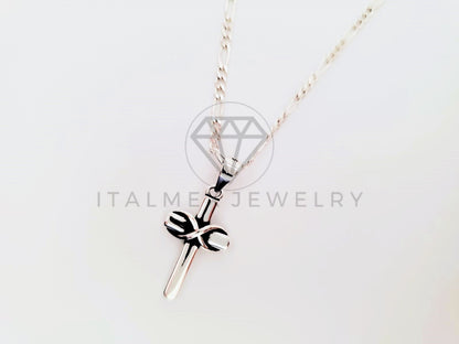 Dije Religioso - 104787 - Dije Cruz Cristo Infinito Plata Fina .925