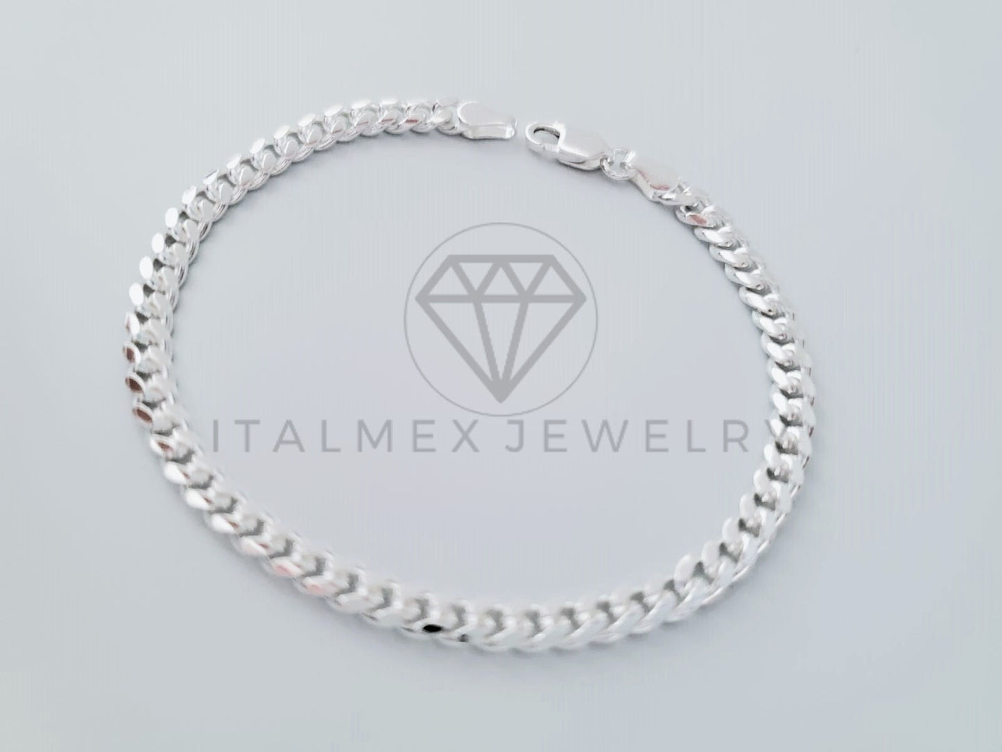 Pulsera de Lujo - 104838 - Diseño Cubana Miami 4mm/7 Pulgadas Plata Fina .925