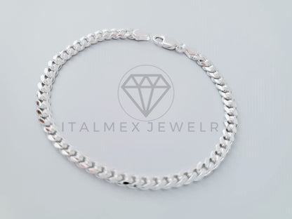 Pulsera de Lujo - 104838 - Diseño Cubana Miami 4mm/7 Pulgadas Plata Fina .925