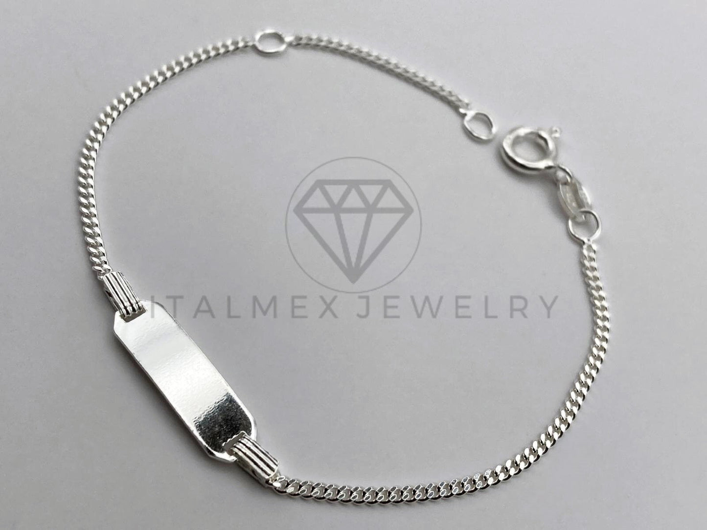 Pulsera de Lujo - 105467 - Esclava Cubana Bebé Placa Lisa Plata .925