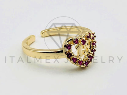 Anillo de Dama - 105573 - Anillo 15 Años Corazon Circonia Rosa Oro Laminado 18K