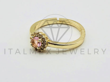 Anillo de Dama - 105562 - Diseño Solitario Bisel Circonia Rosa Oro Laminado 18K