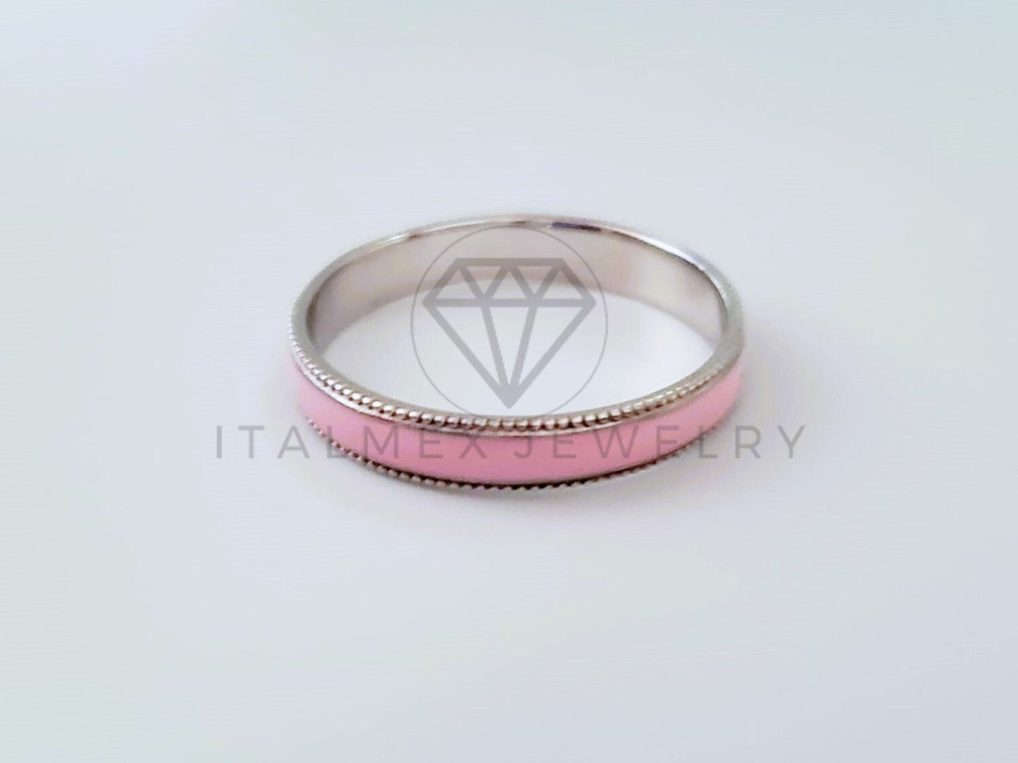 Anillo de Dama - 104714 - Argolla con Esmalte Rosa Plata .925
