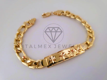 Pulsera Elegante - 104481 - Esclava Placa con Estrella 8"/8mm Oro Laminado 18K