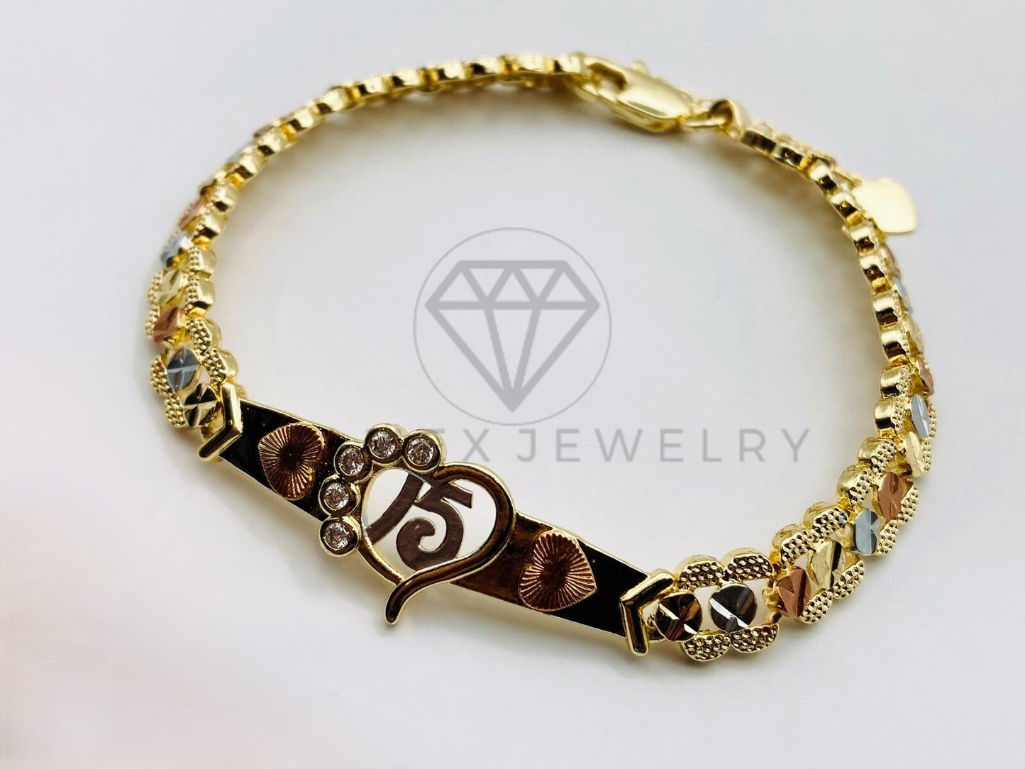 Pulsera de Lujo - 105646 - Esclava Placa Corazon 15 Oro Laminado 18K