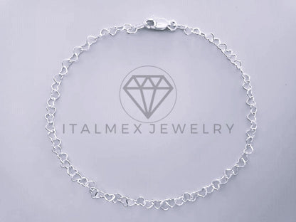Tobillera Clasica - 104283 - Diseño Corazon 3mm/9" Plata .925