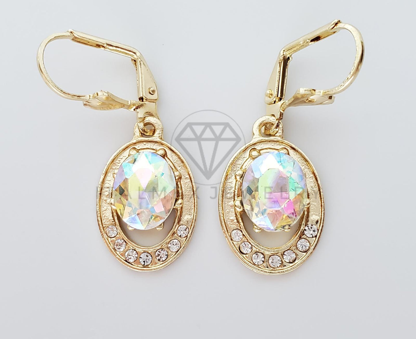 Arete de Lujo - 100743 - Diseño Redondo CZ Clara Oro Laminado 18K