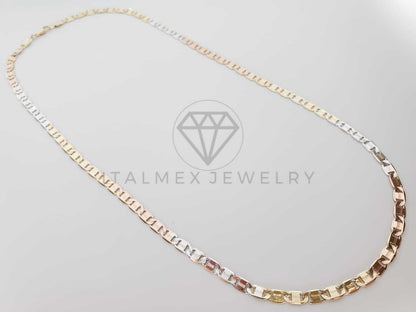Cadena Clásica - 101917 - Estilo Gucci Zegrinada 4mm/50cms 3 Tonos Oro Laminado 18K
