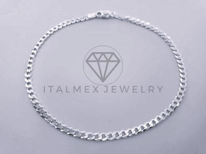 Tobillera Clasica - 104281 - Diseño Cubana 3.4mm/9" Plata .925