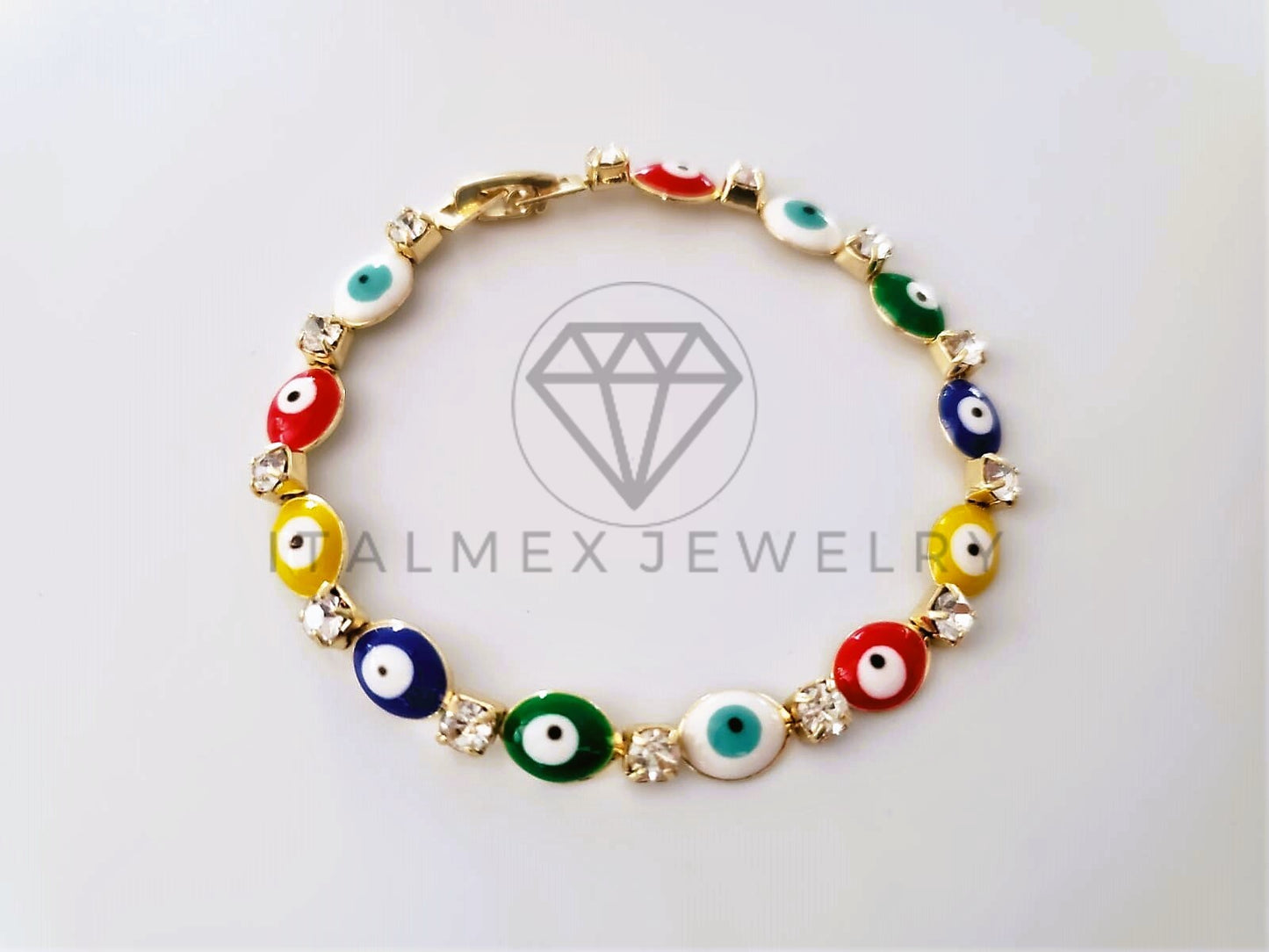 Pulsera Elegante - 104216 - Pulsera Ojo Turco Oval Colores Oro Laminado 18K