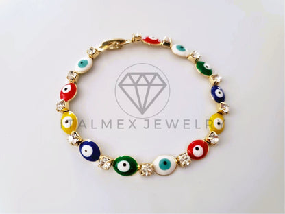 Pulsera Elegante - 104216 - Pulsera Ojo Turco Oval Colores Oro Laminado 18K