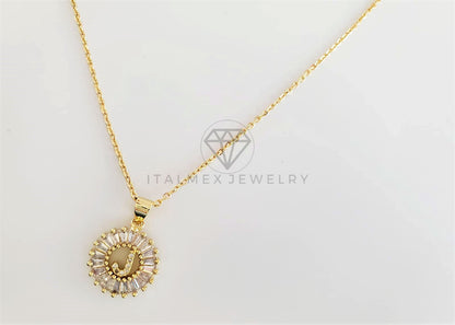 Collar Elegante - 102619 - Collar Inicial "J" Con CZ Clara Oro Laminado 18K