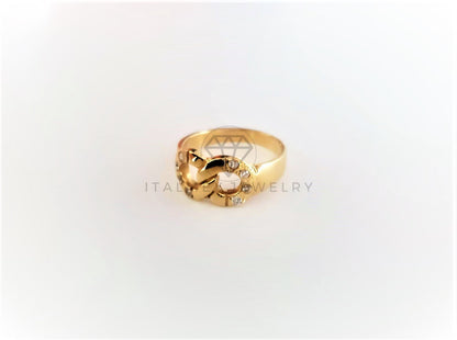 Anillo de Lujo - 103130 - Estilo Hebilla Infinito CZ Clara Dorado Oro Laminado 18K