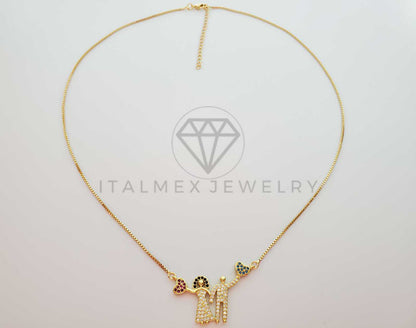 Collar Elegante - 101300 - Collar Marido y Mujer CZ Colores Oro Laminado 18K