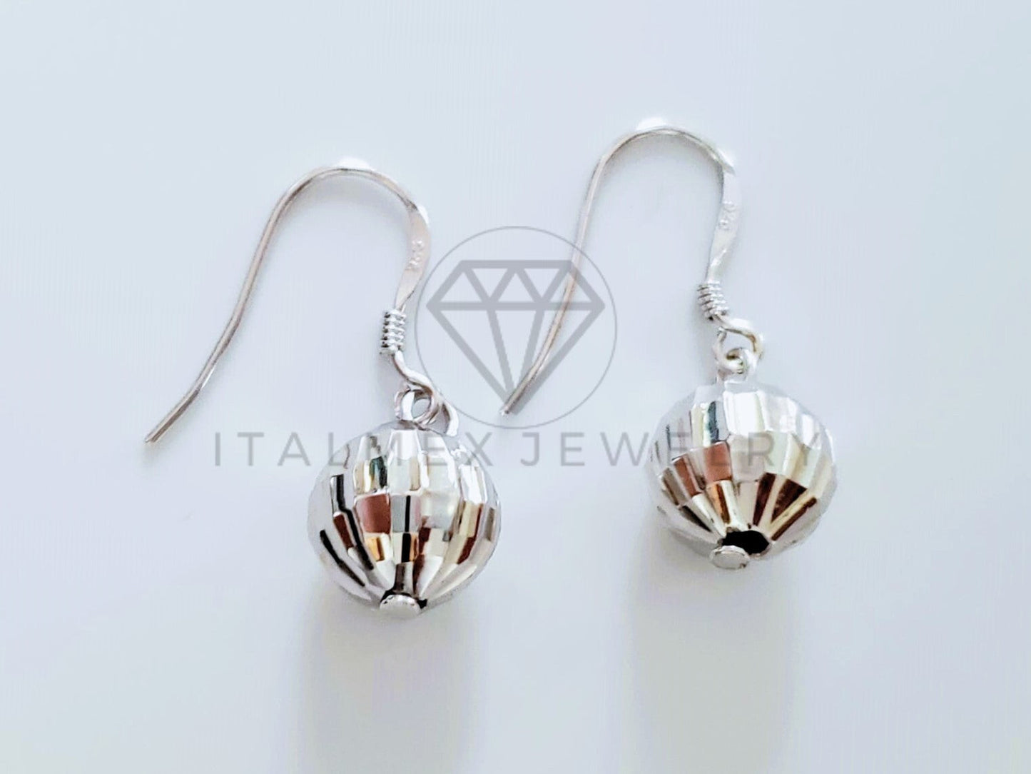 Arete de Lujo - 105061 - Arete Bola Diamantado Plata .925