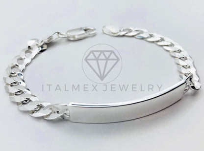Esclava Cubana Placa Lisa 8mm Plata .925