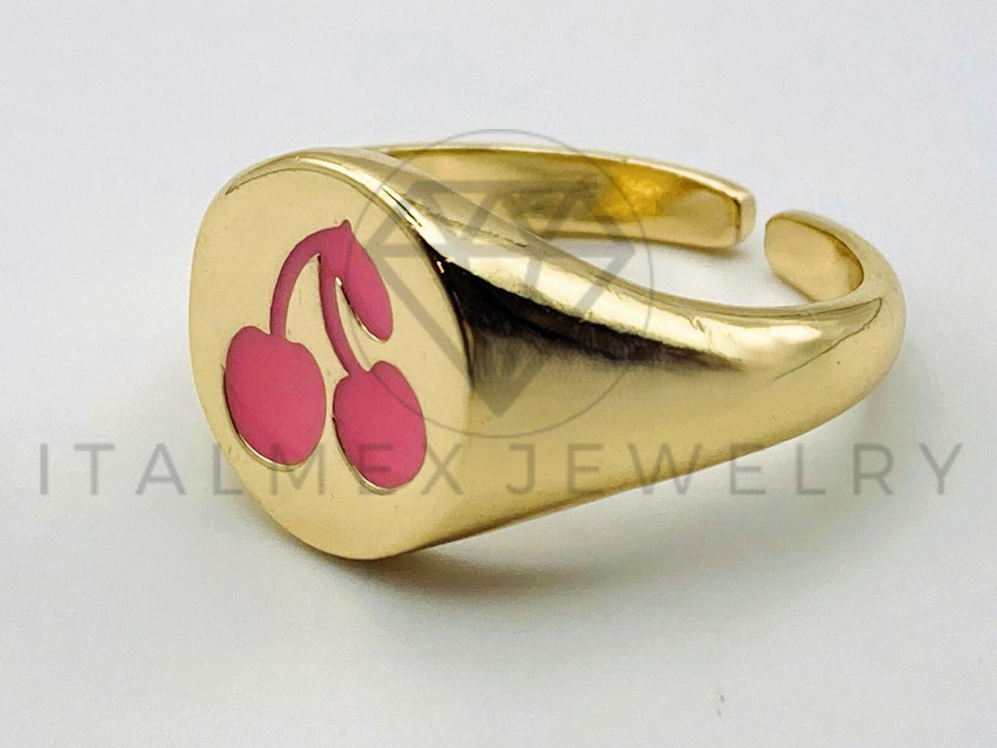 Anillo de Dama - 105567 - Diseño Cerezas Color Rosa Oro Laminado 18K