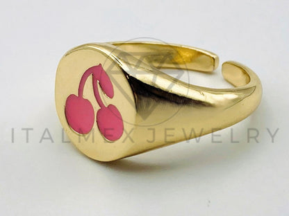 Anillo de Dama - 105567 - Diseño Cerezas Color Rosa Oro Laminado 18K