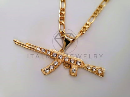Dije Elegante - 104598 - Estilo AK 47 CZ Clara Oro Laminado 18K