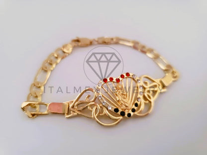 Pulsera Elegante - 104479 - Diseño San Judas con CZ Tricolor Oro Laminado 18K