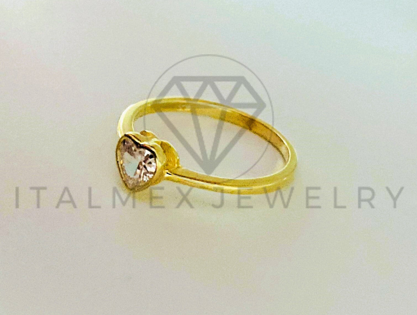 Anillo de Plata - 105419 - Anillo Corazon Dorado Circonia Clara Plata .925