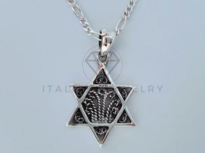 Dije Elegante - 104988 - Diseño Estrella de David Filigrana Plata .925