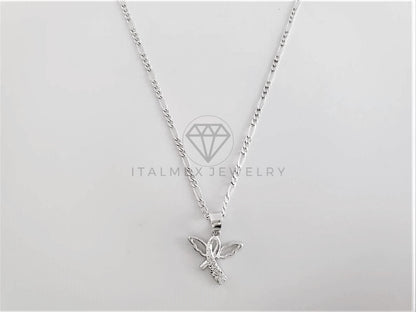 Dije No Religioso - 103239 - Diseño Moño con Alas CZ Clara Plata Fina .925