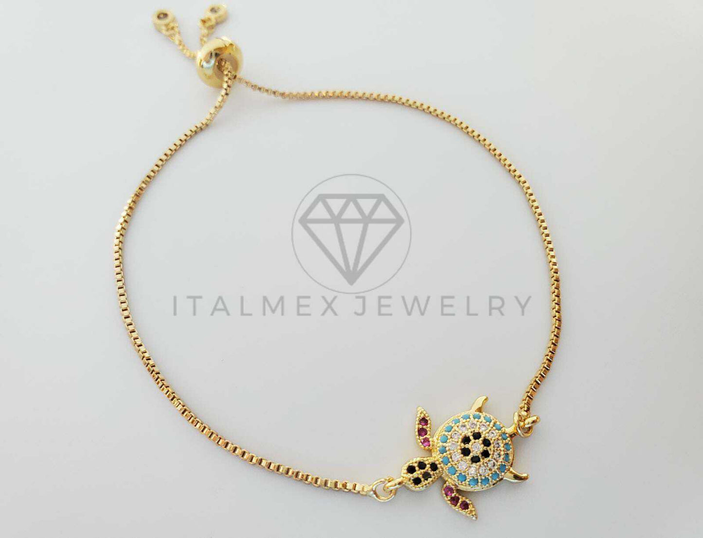 Pulsera Ajustable - 101294 - Diseño de Tortugas con CZ Color Oro Laminado 18K