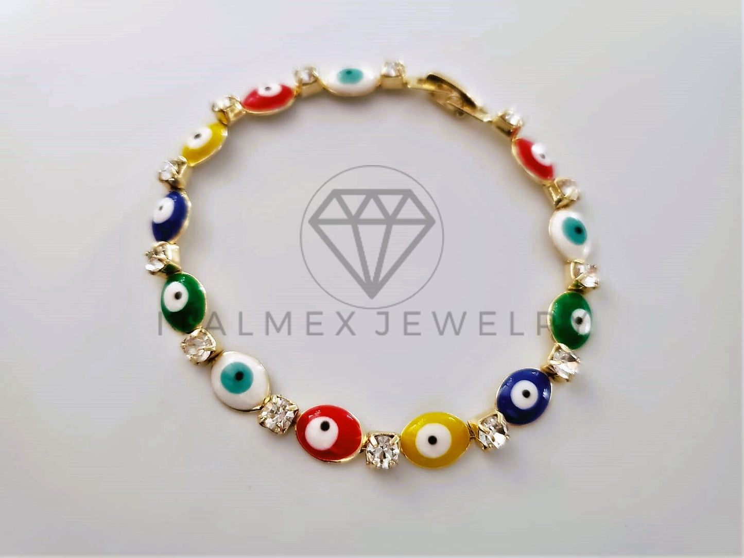 Pulsera Elegante - 104216 - Pulsera Ojo Turco Oval Colores Oro Laminado 18K