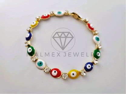 Pulsera Elegante - 104216 - Pulsera Ojo Turco Oval Colores Oro Laminado 18K