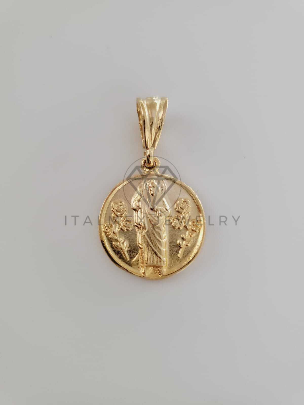 Dije Religioso - 104250 - Medalla Flores San Judas Tamaño Mini Oro Laminado 18K