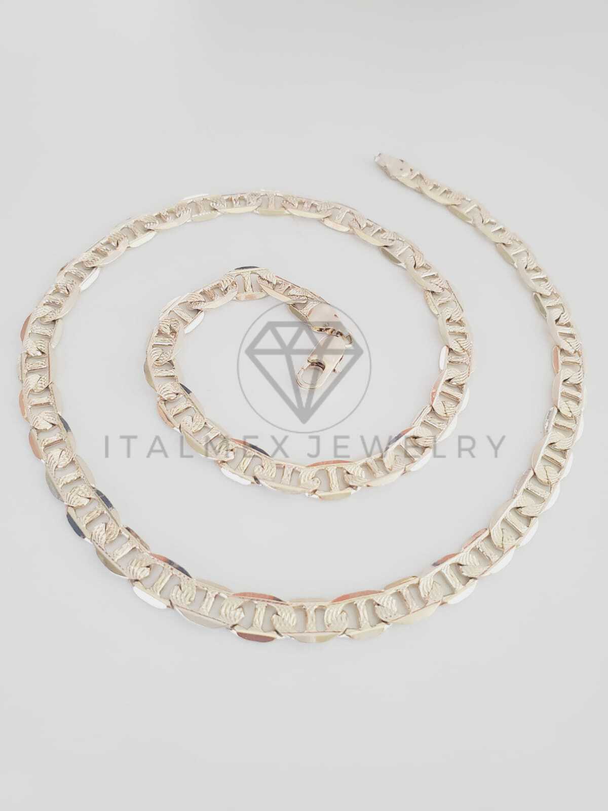 Cadena Clasica - 102477 - Estilo Marinera Rayada 7mm/50cm Dorada Oro Laminado 18K
