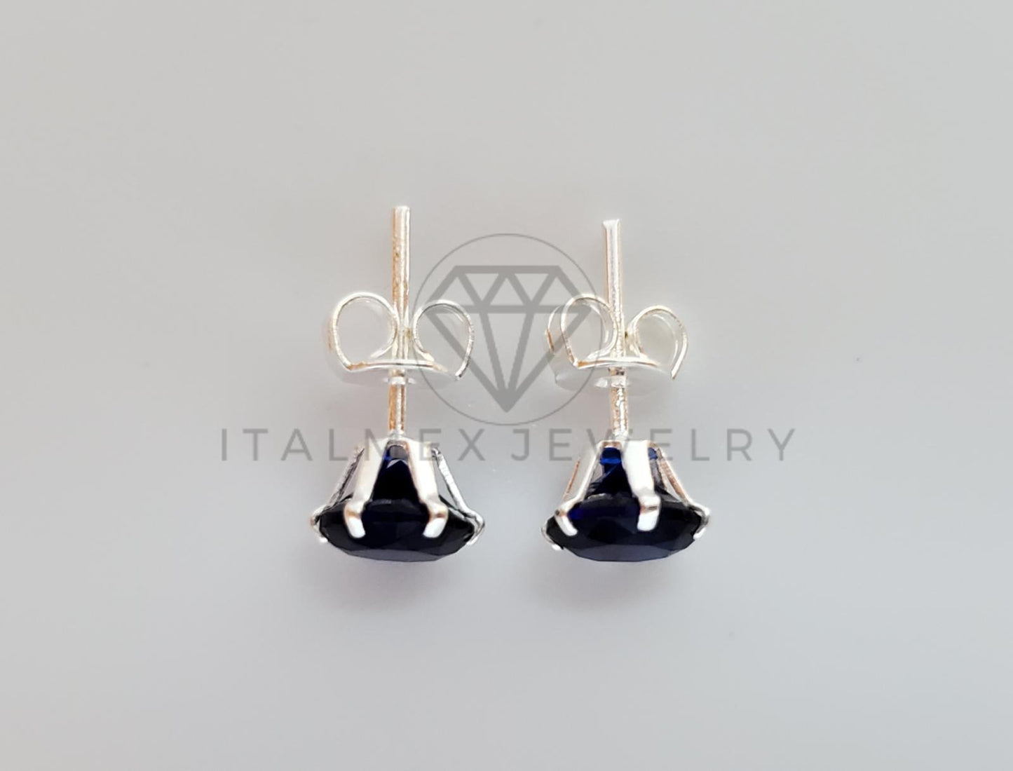 Broquel de Lujo - 101737 - CZ Redonda 6mm CZ Azul Plata .925