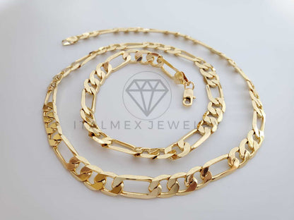 Cadena Clasica - 102038 - Estilo Figaro 3x1 8mm/24" Dorada Oro Laminado 18K