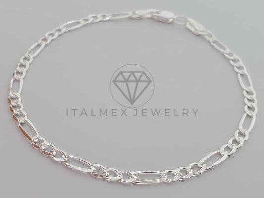 Pulsera de Lujo - 104450 - Diseño Figaro 3x1 2mm Plata Fina .925