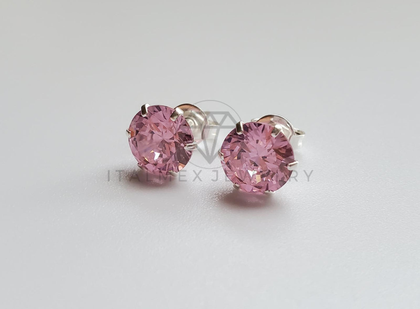 Broquel de Lujo - 101696 - Recto 7mm CZ Rosa Plata .925