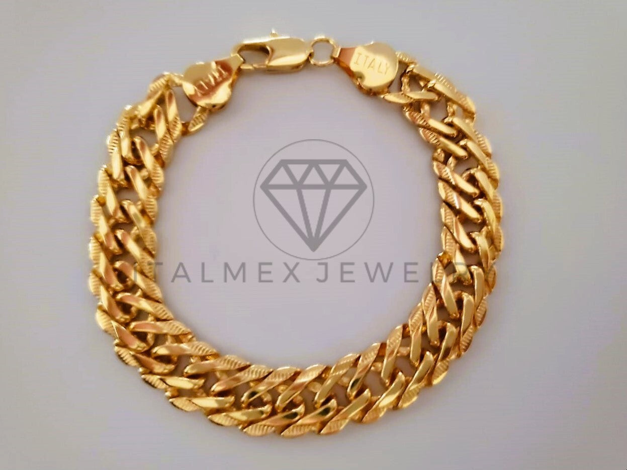 Pulsera de Lujo - 104420 - Diseño Double Link 10mm/7 Pulgadas Oro Laminado 18K