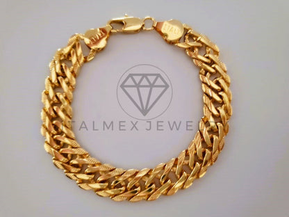 Pulsera de Lujo - 104420 - Diseño Double Link 10mm/7 Pulgadas Oro Laminado 18K
