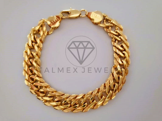 Pulsera de Lujo - 104421 - Diseño Double Link 10mm/8 Pulgadas Oro Laminado 18K